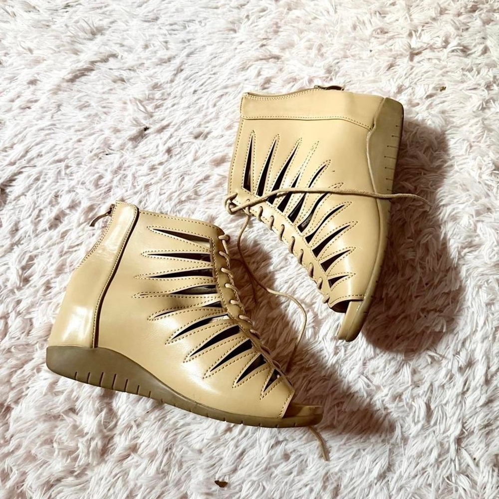 Shinelly Gladiator Lace‎ Up Boho Cutout Peep Toe Shoes Womens 9 Indie Goddess